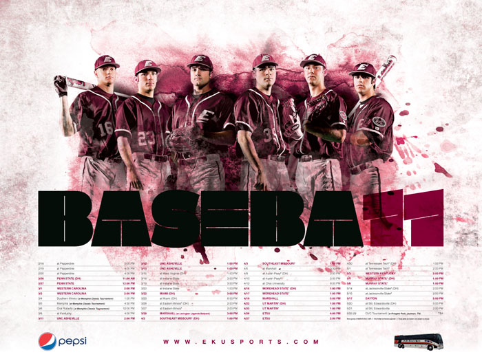 sports graphic design for 2011 EKU baseball poster