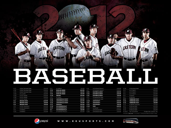 sports graphic design for 2012 EKU baseball poster