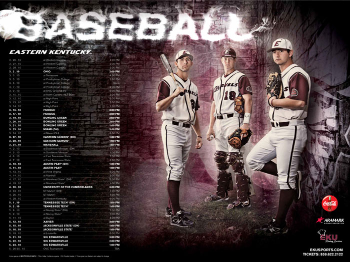 sports graphic design for 2010 EKU baseball poster